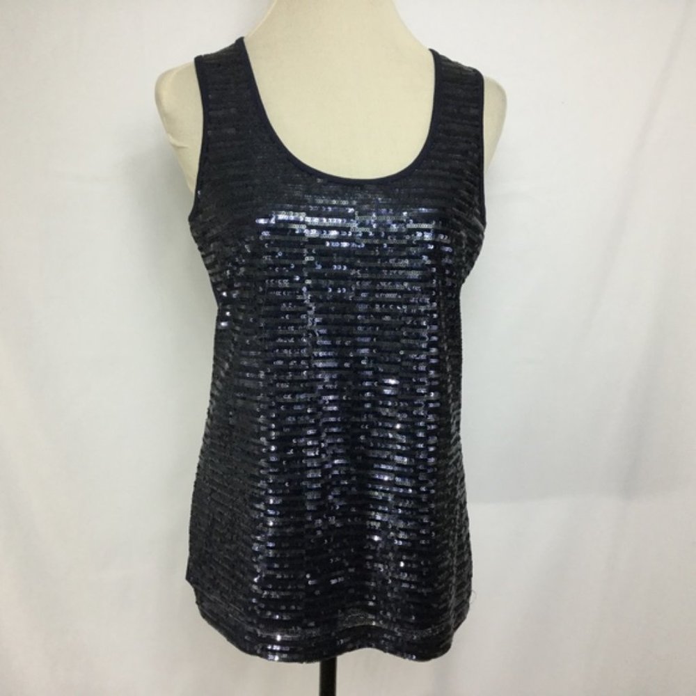 Anne Klein navy sequin tank top